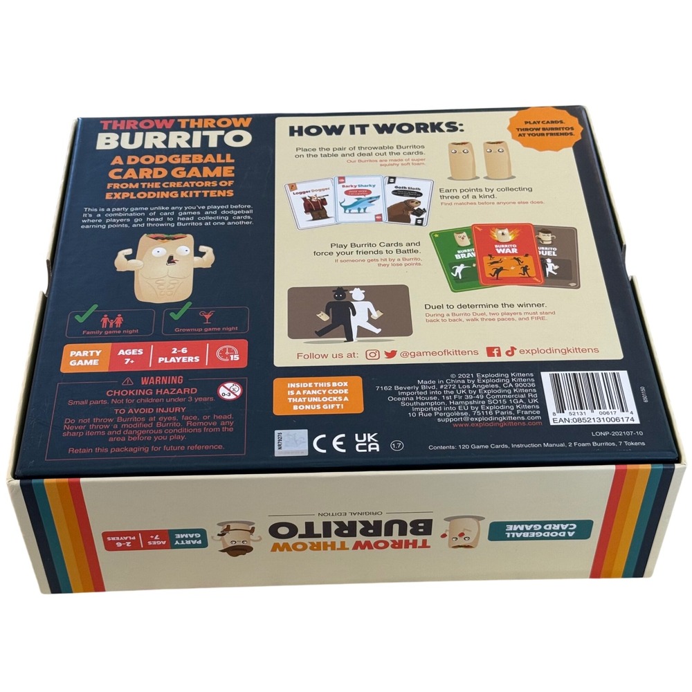 Throw Throw‎ Burrito Exploding Kittens Dodgeball Card Game Complete - Picture 5 of 5